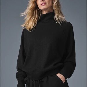 Tags still on, Alo Waffle Weekend Escape Mock Neck Long Sleeve, Black